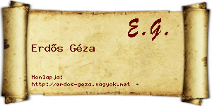 Erdős Géza névjegykártya